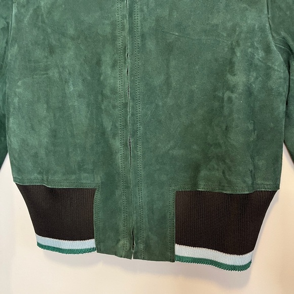 SANDRO Green Lamb Leather Suede Bomber Jacket Sz 8 US - Picture 5 of 16